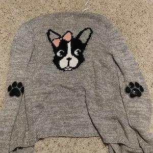 JUSTICE french bulldog cardigan NWT